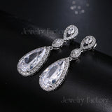 Lianfudai Luxury Bride Wedding Long Earrings for Women Amazing Cubic Zirconia Crystal Wedding Jewelry Party Gift