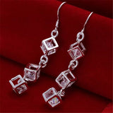 Lianfudai - silver color fashion cute white crystal stone wedding cute nice lady earrings hot selling fashion jewelry