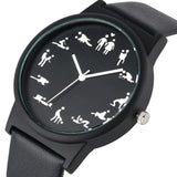 Lianfudai gifts for men Creative Fun Quartz Watch for Men Black Dial Quartz Watches Comfortable Black Leather Strap Wristwatch for Male