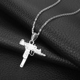 Lianfudai Pistol Pendants Necklaces Submachine Gun Necklace Men Hip Hop Jewelry Chain Collier