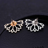 Lianfudai Pearl crystal lotus stud earring ladies earrings popular European and American style new earrings drop shipping