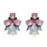 Lianfudai easter gifts for women Green pink Cute Brincos fashion statement small flower crystal stud Earrings for women JURAN Jewelry Factory wholesale