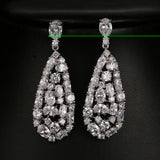 Lianfudai - Luxury Bride Wedding Earrings Amazing AAA Cubic Zirconia White Gold Color Crystal Jewelry Party Gift