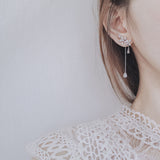 Lianfudai gifts for women  New Fashion Women Korean TV Star Cute Zircon Flower Drop Earrings Elegant Water Drop Long Line Pendientes Jewelry Girl Gifts