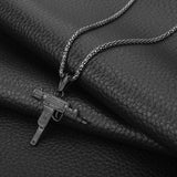 Lianfudai Pistol Pendants Necklaces Submachine Gun Necklace Men Hip Hop Jewelry Chain Collier