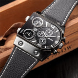 Lianfudai gifts for Men&#39;s Watches Mens Quartz Casual Leather Strap Wristwatch Sports Man Multi-Time Zone Military Male Watch Clock relogios