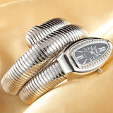 Lianfudai Christmas gifts ideas Luxury Brand Snake Watch Gold Womens Watches Silver Quartz Wristwatches Ladies Bracelet Watch Reloj Mujer Clock Gift