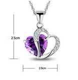 Lianfudai - Red/Purple/White Crystal African Jewelry Sets Silver Color Heart Rhinestone Bridal Necklace Earrings for Women Christmas Gift