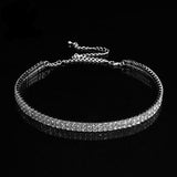 Lianfudai Bridal Wedding Prom 1-5 Row Rhinestone Choker Chain Necklace for Women Diamante Crystal Choker Necklace Elastic Cord