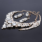 Lianfudai Women Bridal Jewelry Sets Wedding Necklace Earring Bracelet Ring For Brides Bridesmaid Party Accessories Crystal Decoration