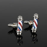 Lianfudai Barber Shop Sign Barber Pole Cufflinks Hairdresser Friends Gifts Cuff Links pins for Shirts Creative Jewelry