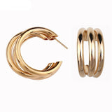 Lianfudai Christmas gifts ideas New Hot Sale Irregular Semi-circular Metal Earrings Temperament Wild Oorbellen Stud Earrings For Women Jewelry Wholesale