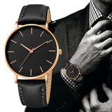 Lianfudai gifts for men Business Men Simple Shockproof Watches Custom Color Waterproof Leather Wristwatches Orologio Uomo Black Clock