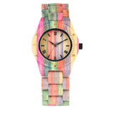 Lianfudai Christmas wishlist Top Luxury Colorful Wood Watch Women Quartz Full Bamboo Wooden Clock Female Candy Color Bracelet Watch Women's Wrist Reloj Mujer