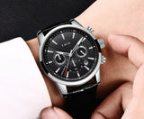 Lianfudai father's day gifts Watches Mens Top Brand Luxury Casual Leather Quartz Men's Watch Business Clock Male Sport Waterproof Date Chronograph