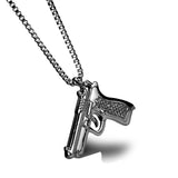 Lianfudai Pistol Pendants Necklaces Submachine Gun Necklace Men Hip Hop Jewelry Chain Collier