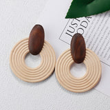 Lianfudai Multiple 27 Style Korea Handmade Wooden Straw Weave Rattan Vine Braid Drop Earrings New Fashion Geometric Long Earrings