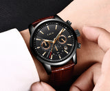 Lianfudai father's day gifts Watches Mens Top Brand Luxury Casual Leather Quartz Men's Watch Business Clock Male Sport Waterproof Date Chronograph