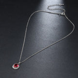 Lianfudai Red Cz Necklace for Wedding Bridal Gift Fashion Women Crystal Necklace Silver Color Jewelry