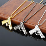 Lianfudai Pistol Pendants Necklaces Submachine Gun Necklace Men Hip Hop Jewelry Chain Collier