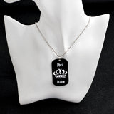 Lianfudai CHEISTMAS gifts for her Jewelry popular her king his queen engraved letters black dog label necklace couple Valentine's Day gift