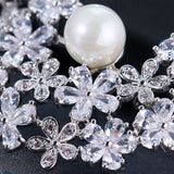 Lianfudai Fashion Handmade White gold/Rose Gold Cubic Zircon Pearl Brooch for Women  Gift