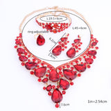 Lianfudai Women Bridal Jewelry Sets Wedding Necklace Earring Bracelet Ring For Brides Bridesmaid Party Accessories Crystal Decoration