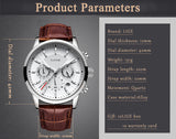 Lianfudai father's day gifts  Watches Mens Top Brand Luxury Clock Casual Leathe 24Hour Moon Phase Men Watch Sport Waterproof Quartz Chronograph+Box