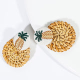 Lianfudai Multiple 27 Style Korea Handmade Wooden Straw Weave Rattan Vine Braid Drop Earrings New Fashion Geometric Long Earrings