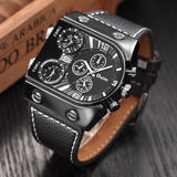 Lianfudai gifts for Men's Watches Mens Quartz Casual Leather Strap Wristwatch Sports Man Multi-Time Zone Military Male Watch Clock relogios