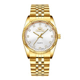 Lianfudai watches on sale clearance Luxury Couple Watch Golden Fashion Stainless Steel Lovers Watch Quartz Wrist Watches For Women & Men Analog Wristwatch