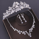 Lianfudai 3PCS Opval Crystal Bridal Wedding Costume Jewelry Sets Necklaces Earrings Tiaras Sets Wedding Engagement Jewelry New