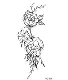 Lianfudai gifts for women  Fashion Black White Flower Tattoo Sticker Women Body Art Peony Rose Waterproof Water Transfer Temporary Tattoo