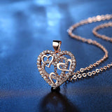 Lianfudai western jewelry for women Crystal Wedding Jewelry Heart Golden Silver Color Necklace For Women Love Rose Gold Statement Necklace Valentine 's Day