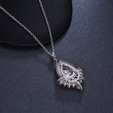 Lianfudai Trendy Big Water Drop CZ Pendant Chain Necklaces Sparkling Tear Drop Zirconia Crystal Wedding Jewelry For Women