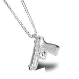 Lianfudai Pistol Pendants Necklaces Submachine Gun Necklace Men Hip Hop Jewelry Chain Collier