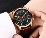 Lianfudai father's day gifts  Watches Mens Top Brand Luxury Clock Casual Leathe 24Hour Moon Phase Men Watch Sport Waterproof Quartz Chronograph+Box