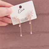 Lianfudai gifts for women  New Fashion Women Korean TV Star Cute Zircon Flower Drop Earrings Elegant Water Drop Long Line Pendientes Jewelry Girl Gifts