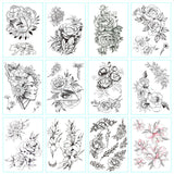 Lianfudai gifts for women  Fashion Black White Flower Tattoo Sticker Women Body Art Peony Rose Waterproof Water Transfer Temporary Tattoo