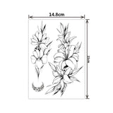 Lianfudai gifts for women  Fashion Black White Flower Tattoo Sticker Women Body Art Peony Rose Waterproof Water Transfer Temporary Tattoo