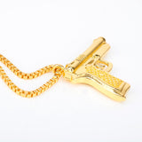 Lianfudai Pistol Pendants Necklaces Submachine Gun Necklace Men Hip Hop Jewelry Chain Collier