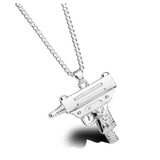 Lianfudai Pistol Pendants Necklaces Submachine Gun Necklace Men Hip Hop Jewelry Chain Collier