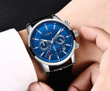 Lianfudai father's day gifts Watches Mens Top Brand Luxury Casual Leather Quartz Men's Watch Business Clock Male Sport Waterproof Date Chronograph