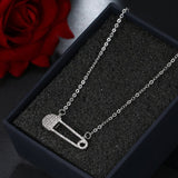 Lianfudai Unique Luxury Necklace Tiny CZ Pave Pin Necklace For Women Fashion Collier Femme Jewelery