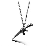 Lianfudai Pistol Pendants Necklaces Submachine Gun Necklace Men Hip Hop Jewelry Chain Collier