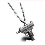 Lianfudai Pistol Pendants Necklaces Submachine Gun Necklace Men Hip Hop Jewelry Chain Collier