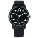 Lianfudai gifts for men Creative Fun Quartz Watch for Men Black Dial Quartz Watches Comfortable Black Leather Strap Wristwatch for Male