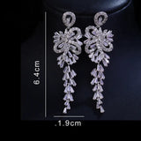 Lianfudai - Brand Tradition Elegance AAA Cubic Zircon White gold Color Firecracker Pendant Earrings For Women Wedding Jewelry Gift