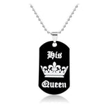 Lianfudai CHEISTMAS gifts for her Jewelry popular her king his queen engraved letters black dog label necklace couple Valentine's Day gift