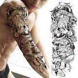 Lianfudai western jewelry for women Sexy Wolf Full Flower Arm Temporary Tattoo Stickers For Men Body Art Sleeve Tattoo Decals Girl Women Waterproof Tatoo Fox Legs